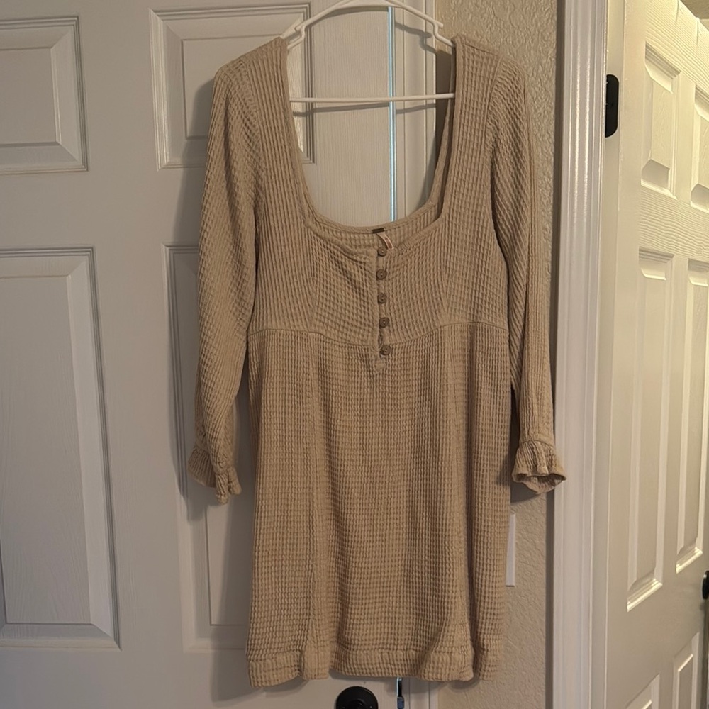 freepeople Square Neck Waffle Knit Dress